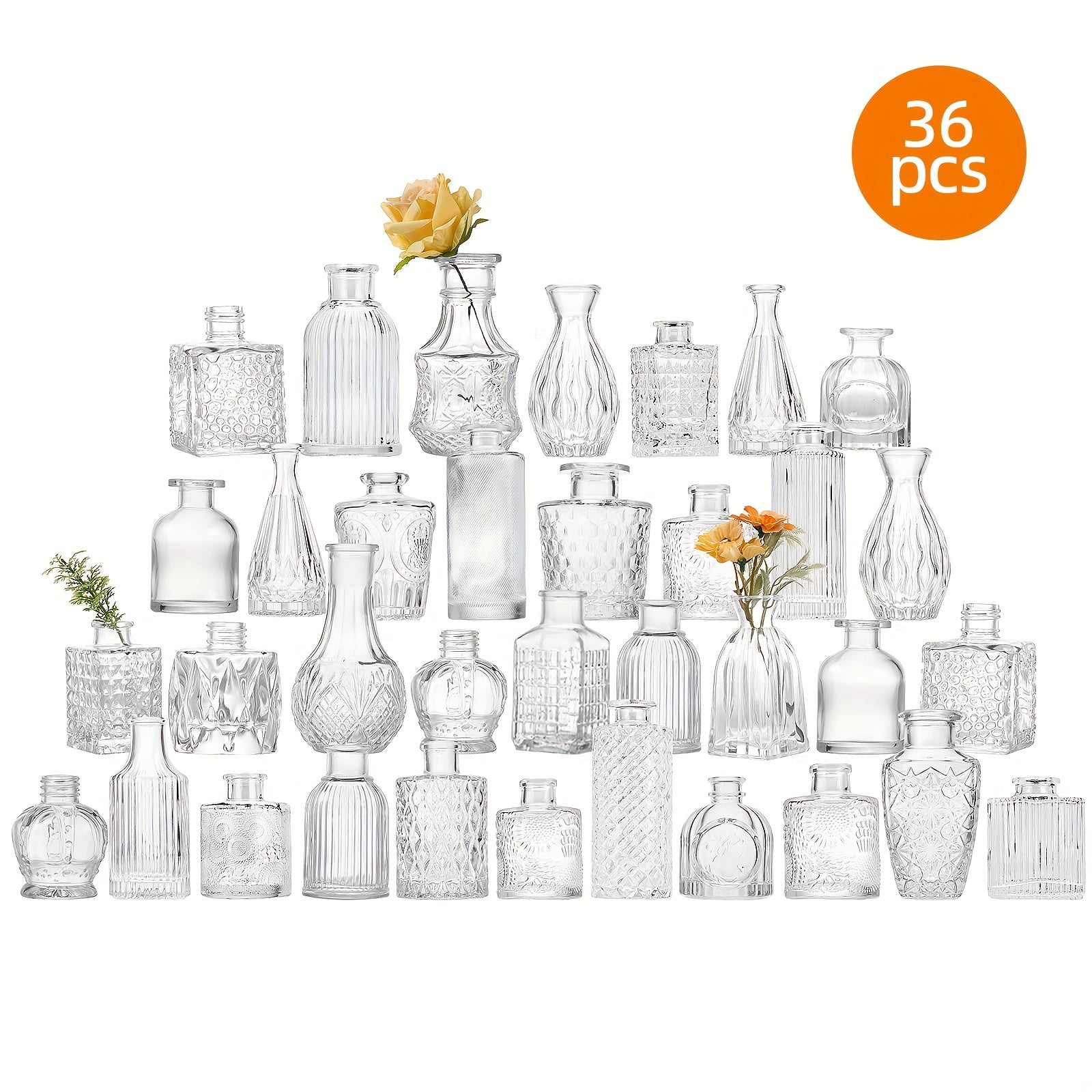 TEMU Tomnk 36pcs Bud Vases, Multiple Sizes, Small Vases For Centerpieces, Vase For Flowers In Bulk For Rustic Wedding Home Table Decoration