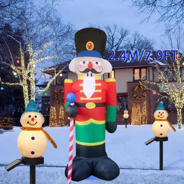 2.4M Christmas Inflatable Nutcracker Decor with LED Lighted Xmas Decoration Christmas Decoration Outdoor Garden Party Decor 241025