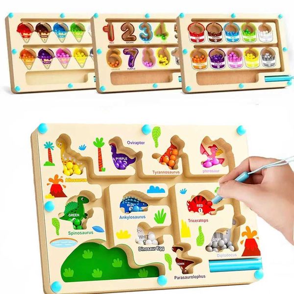 Sorting Nesting Stacking toys Montessori Magnetic Counting Color Sorting Games Wooden Magnetic Maze Toddler Activities Fine Motor Skills Lea