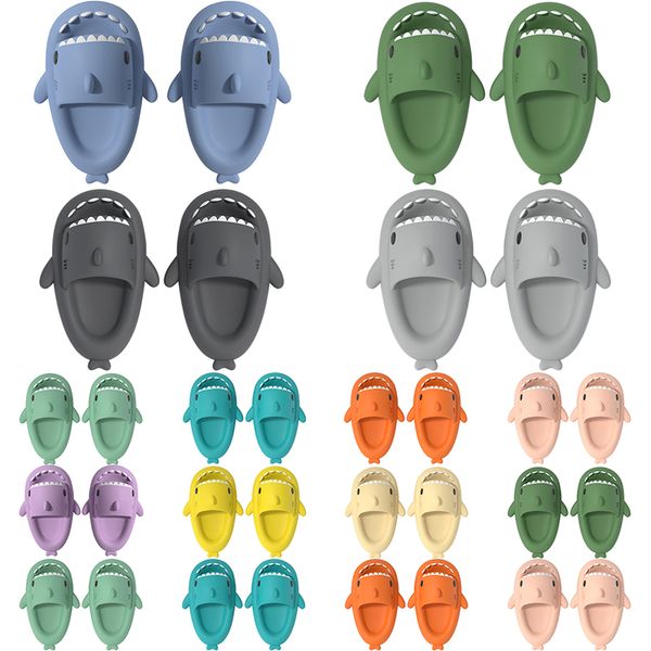 Summer Home Women Shark Slippers Anti-skid EVA Solid Color Couple Parents Outdoor Cool Indoor Household Funny Shoes154