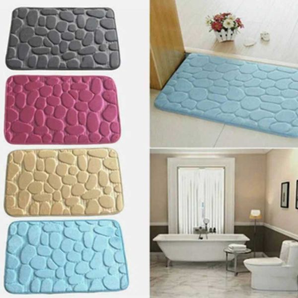 Cobblestone Embossed Bathroom Bath Mat Coral Fleece Non-slip Carpet In Bathtub Floor Rug Shower Room Doormat Memory Foam PadC241227