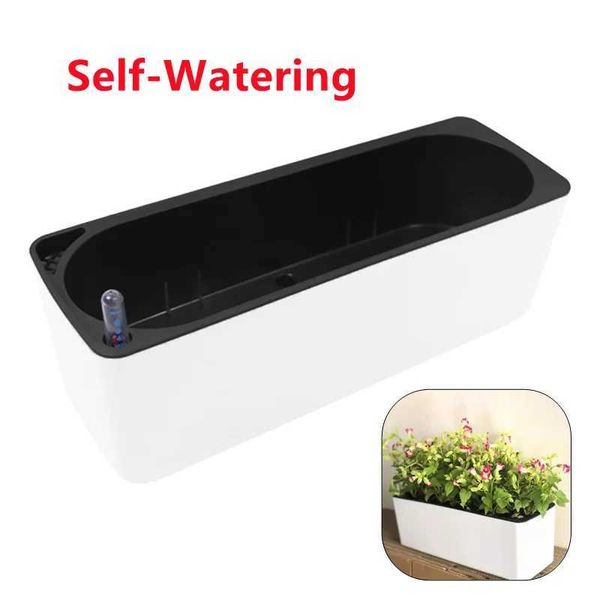 Planters Pots Rectangula Lazy Flower Pot Potted Hydroponic Plastic Flower Pot +Water Level Indicator Automatic Water Absorbing Flower Pot H2