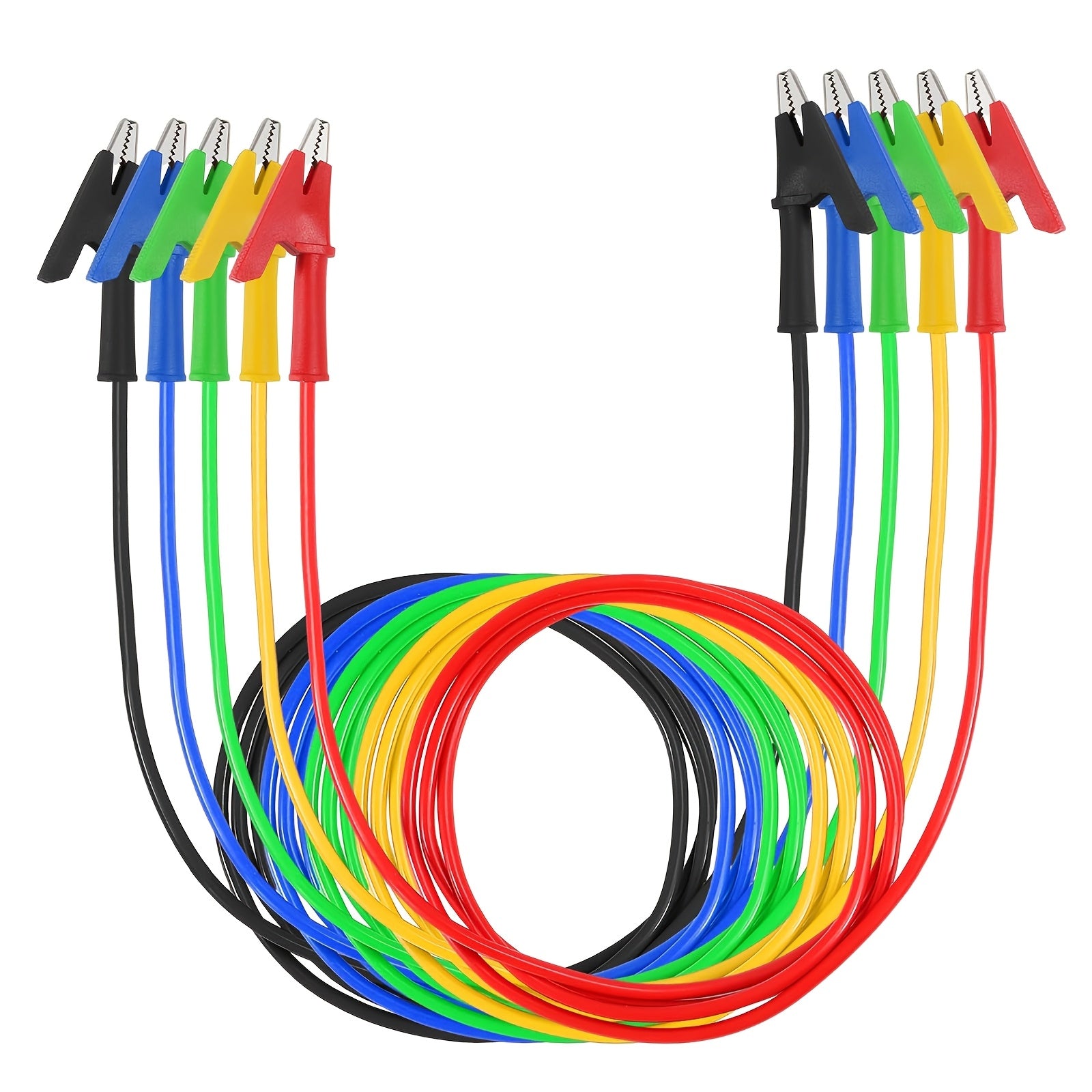 TEMU 5pcs Alligator Leads, Dual-ended Crocodile Clamp Wire, 3.3ft-1m, For Electrical Testing & Multimeter