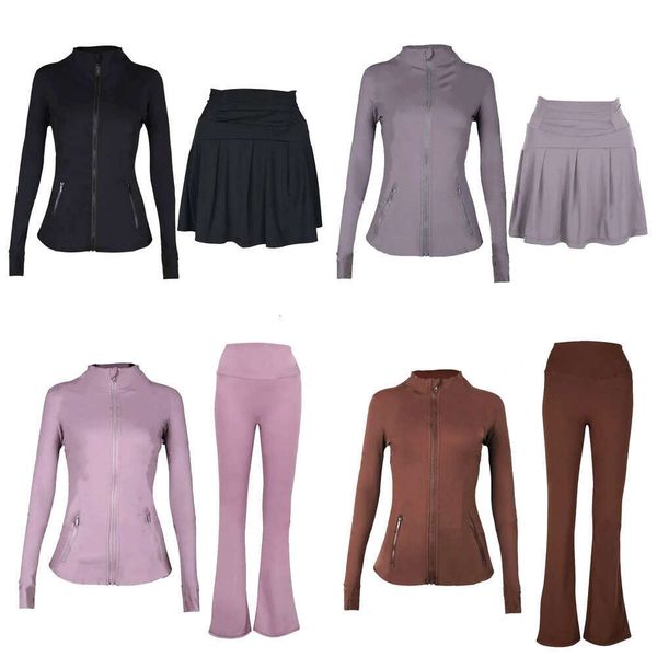 Women Two Pieces Yoga Set Backcross Sport jacket Fiess Tank skirts High Waisted Workout Tights Biker Gym lululies lemonly lemenly Shorts Tra