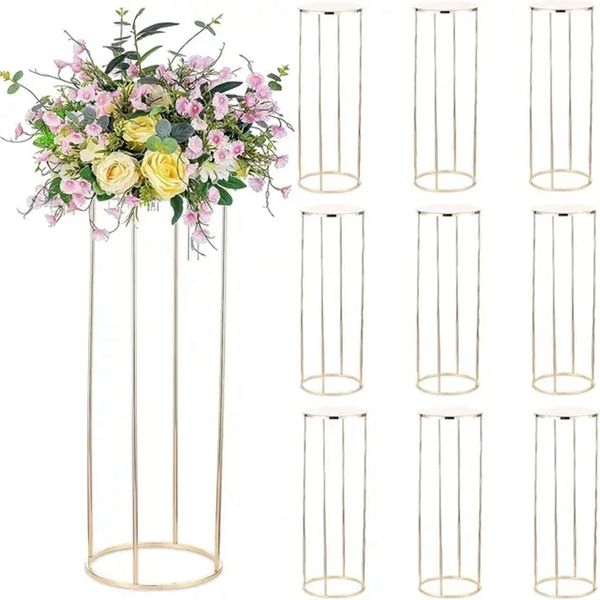 60cm to 130cm tall)Round Gold Metal Flower Stand for Wedding Table - Floor Vase Stands for Road Leads Tall Tabletop Centerpiece for Party