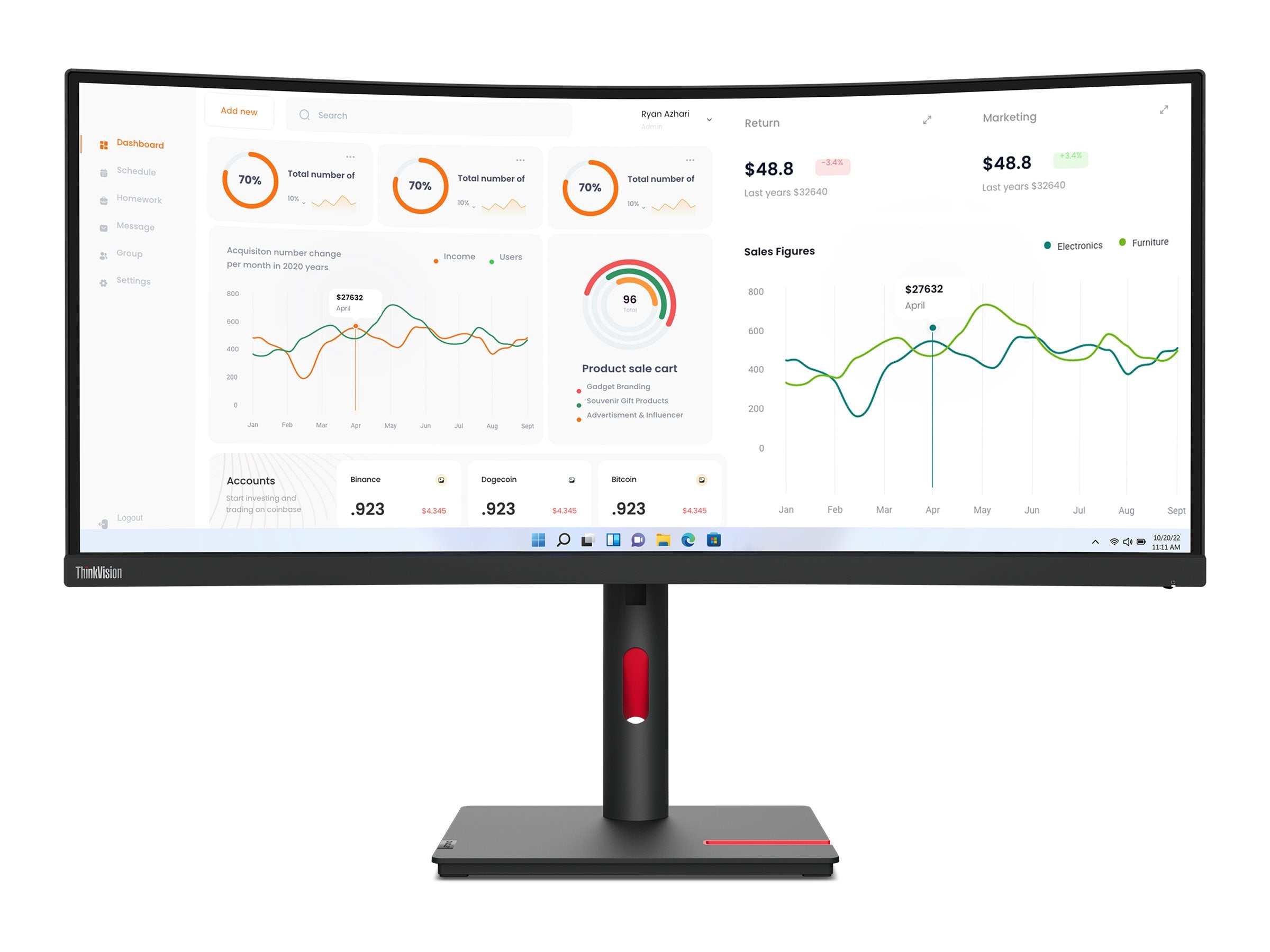 Lenovo ThinkVision T34w-30 - LED monitor - curved - 34" - Campus