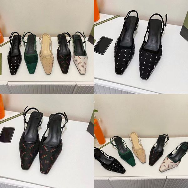 High heels designer heels women shoes for lady formal luxury canvas evening leather woman sandal pointed toes black khaki beige green top sh