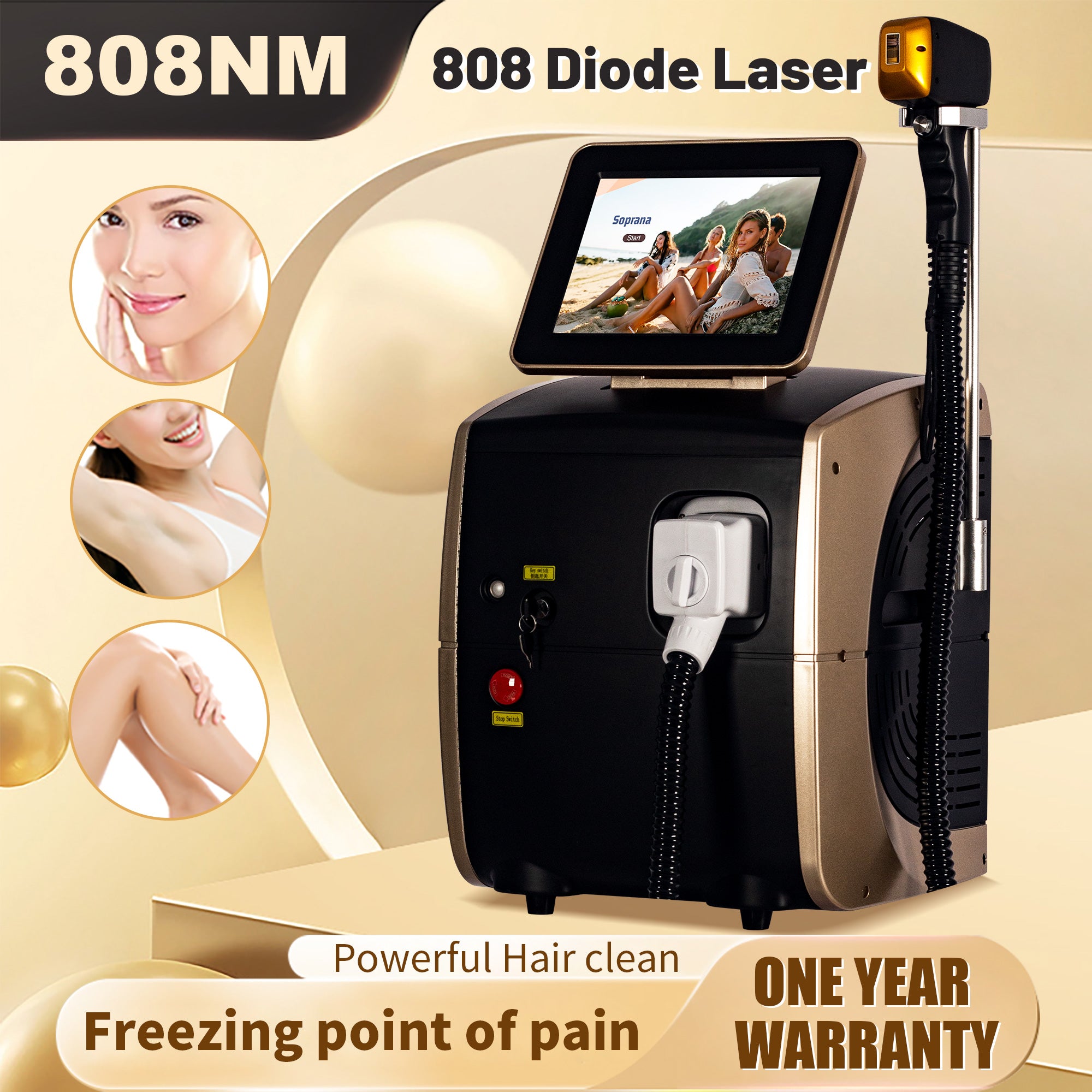 3000W Face 755-808-1064nm Diode Laser Hair Removal Machine Alexandrit Permanent Painless Physical Underarm Body Care Depilation Equipment