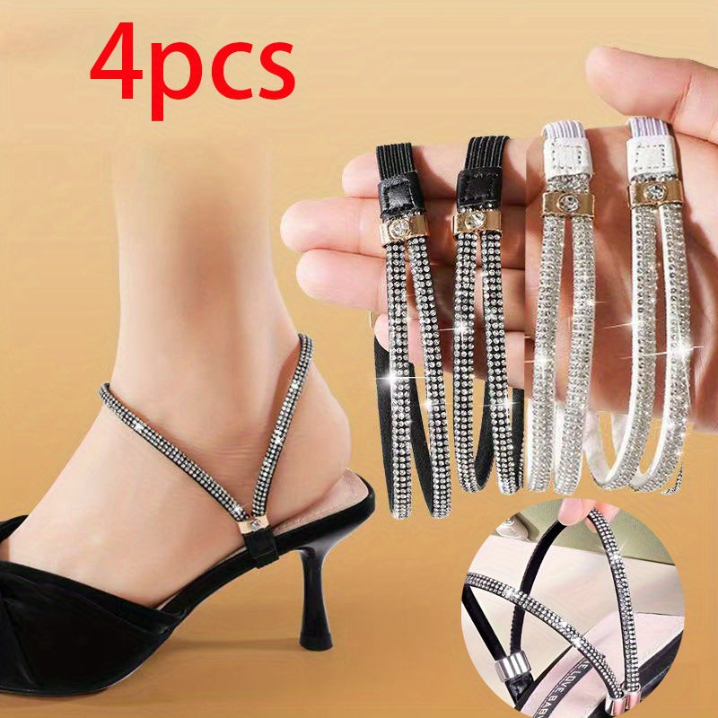 TEMU 4pcs Of Shiny High Heel Shoelaces, High Heels Anti-fall Shoelaces, Sandals Heel Fixed Buckles, Anti-slip Straps