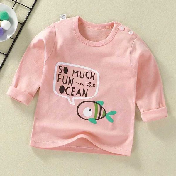 New Arrival Childrens undershirt T-shirt cotton autumn baby new boy cartoon top girl baby long sleeve childrens clothes T250116