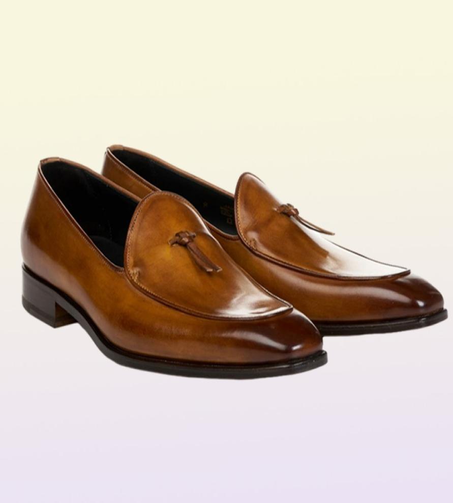 Dress Shoes Male Formal Footwear Men Loafers Patent Leather Brown Slip On Tassel Wedding Party Mens Big Size 38485298139