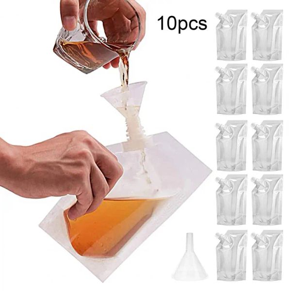 1 Set Great Beverage Pouch Food Grade Transparent Large Capacity Flask Liquor Cruise Pouch Sneak Alcohol Bag