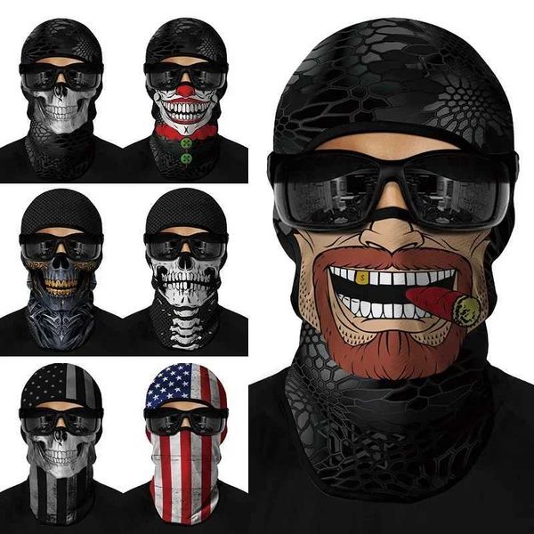 Summer 3D Printed Sunscreen Headgear Men Women Outdoor Motorcycle Riding Helmet Lining Headgear Fishing Funny Facekini Face MaskXJ240828