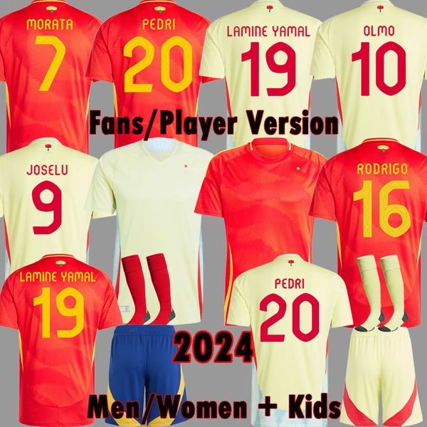2024 Euro Spain soccer jerseys PEDRI 20 MORATA OLMO ZUBIMENDI 24 25 RODRIGO fans Player version LAMINE YAMAL football shirts FERRAN men wome
