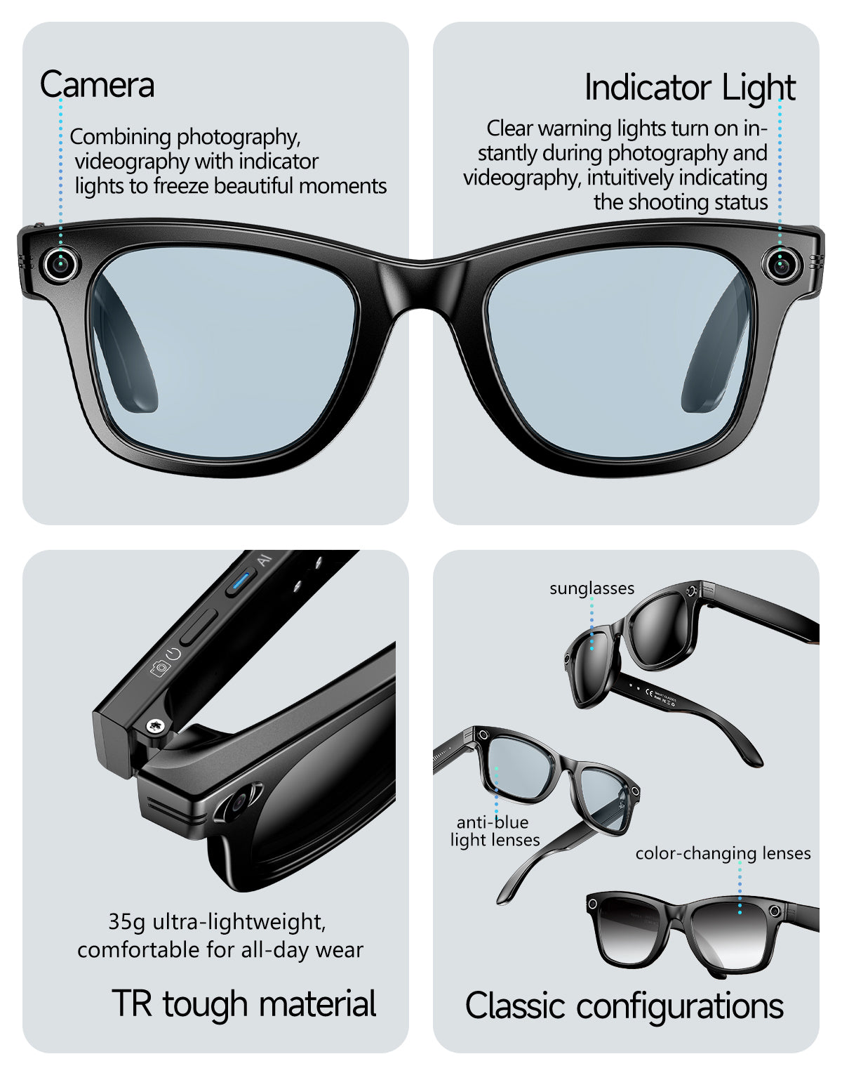 W610 Ai Smart Glasses with 8MP High-Definition Anti-Shake and Dual Noise-Cancellation Sunglasses Featuring a Camera