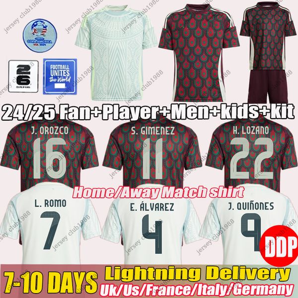 FMF 24 Mexico Soccer Jerseys Copa home away America RAUL CHICHARITO LOZANO DOS SANTOS H.LOZANO Football Shirts Men Kids Uniforms Fans Player
