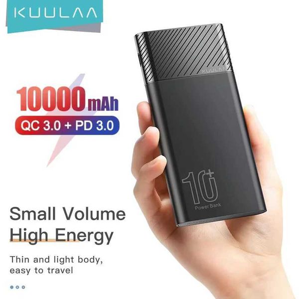 Cell Phone Power Banks KUULAA Power Bank 10000mAh Portable Charger Digital Display QC PD 3.0 PowerBank Fast Charging External Battery For iP