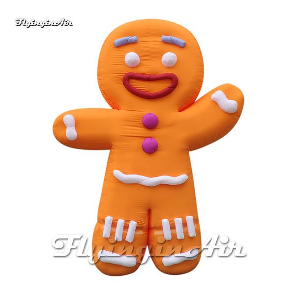 wholesale Cute Giant Smiling Inflatable Gingerbread Man Ginger Biscuits Model Air Blow Up Cartoon Cookie Figure Balloon For Christmas Promot