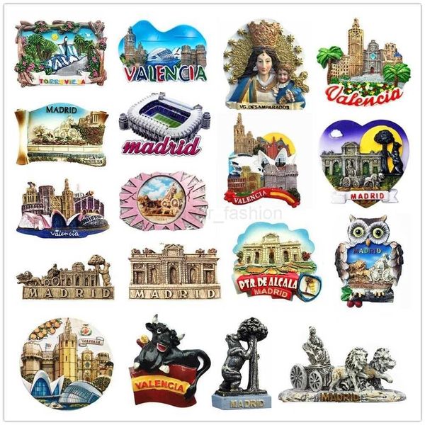 Europe Spain Valencia Madrid Fridge Magnets Tourist Souvenir Decoration Articles Handicraft Magnetic Refrigerator CollectionXJ240809