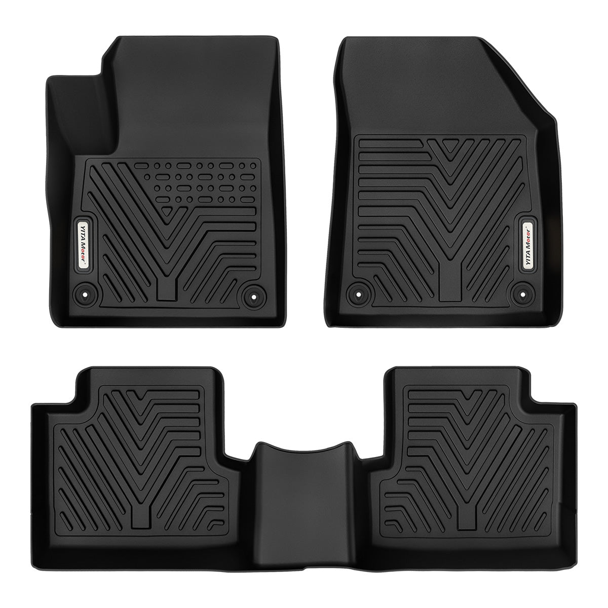 YITAMOTOR® For 2015-2023 Jeep Cherokee Black Rubber 3pcs Set Floor Liners All Weather Floor Mats