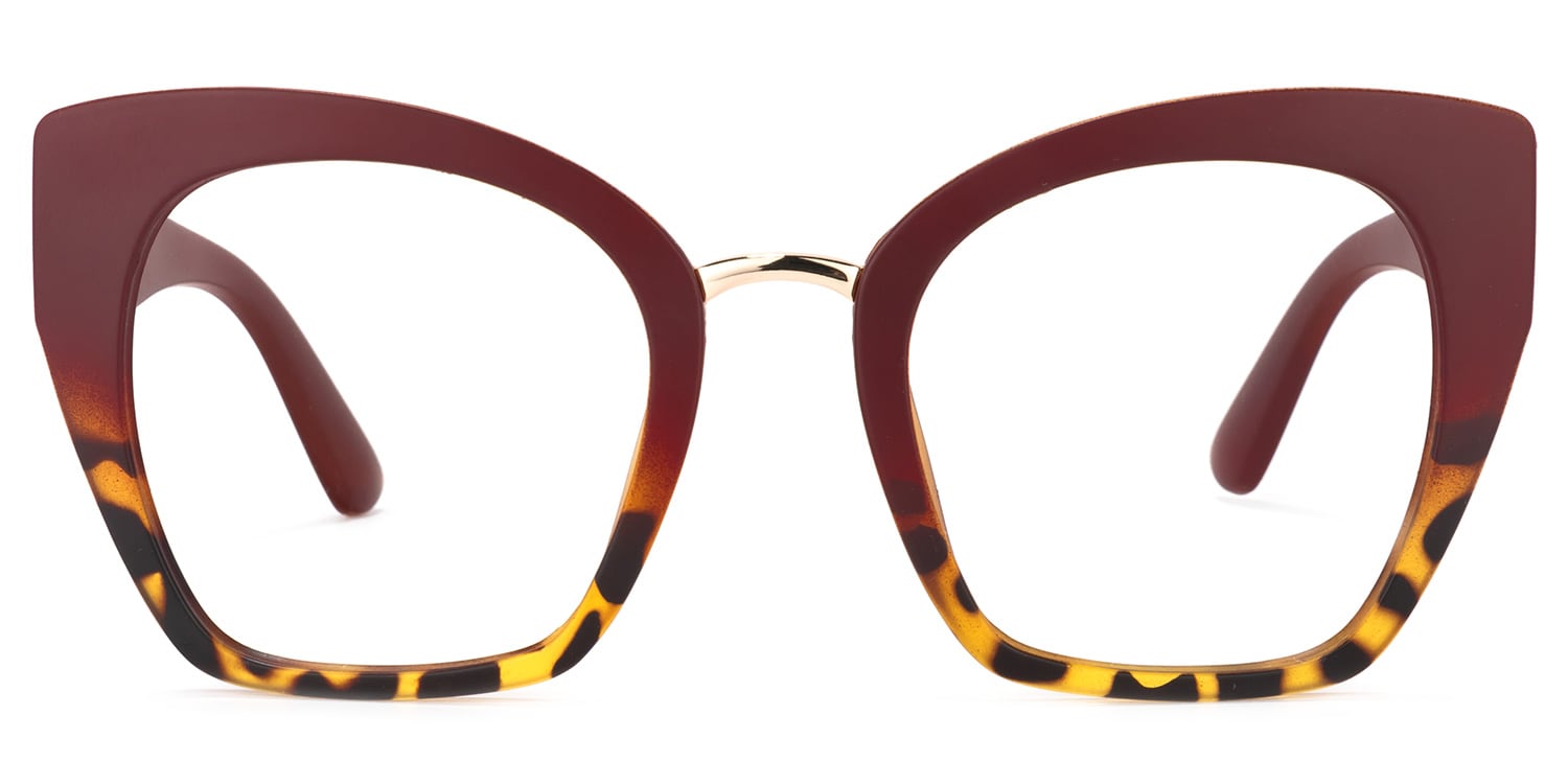 Hoda - Cat Eye Wine-Red Eyeglasses