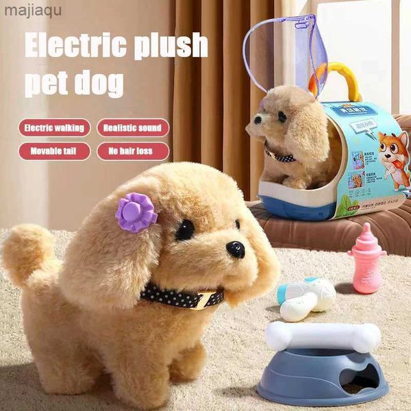 Electric-RC Animals New Electronic Pet Dog Toys Walking Interactive Dog Plush Doll Toys Vibration Automatic Moving Electric Dog GiftsL2404