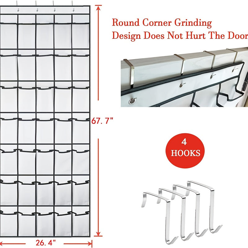 TEMU Over The Door Shoe Organizer With 40 Mesh Pockets: Hanging Storage For Closet-door, Fits Sneakers, Flats, Sandals, And Small Essentials (socks,