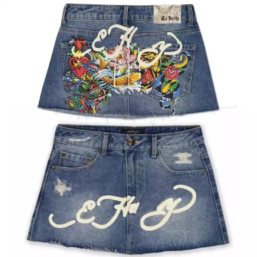 Skirts Spring Summer Spicy Girl Cowboy Bag Hip Short Skirt Women&#039;s High Waist Y2k Slimming Denim Skirt