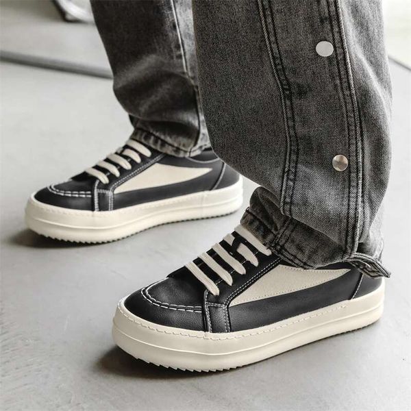 Men&#039;s Vulcanized Casual Platform Sneakers Student Flats Fashion Lace-up PU Leather Outdoor Running Shoes