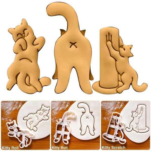 3D DIY BOYCIDO CUNCO CUNCO MOLD GAT GATY 3D Tipo de pastelaria do tipo de pastelaria para assar crianças Bakeware Kitchen Acessoriesc241029