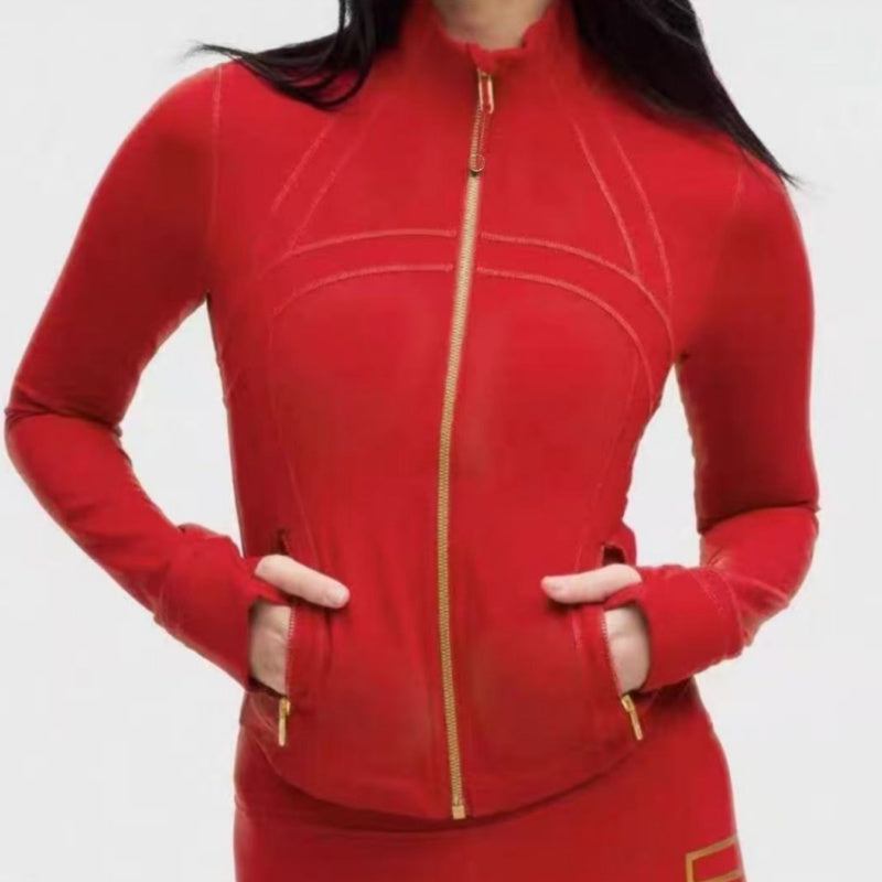 Yoga Cropped DF Women Jacket Outfit Womens Zip Activewear Slim Fit Zip Thumb Hole Running Workout Fitness Jackets