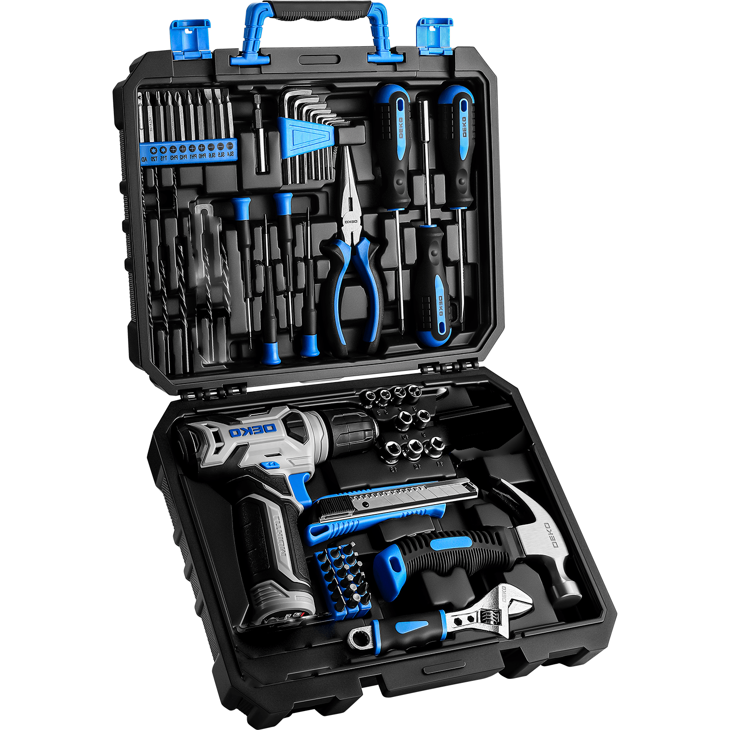 TEMU 119pcs Power Tool Box Set With 8v Cordless Drill - Driver | Tape Measure | Wrench | Screwdriver And Utility Knife, All In 1 Hand Tools Kit |