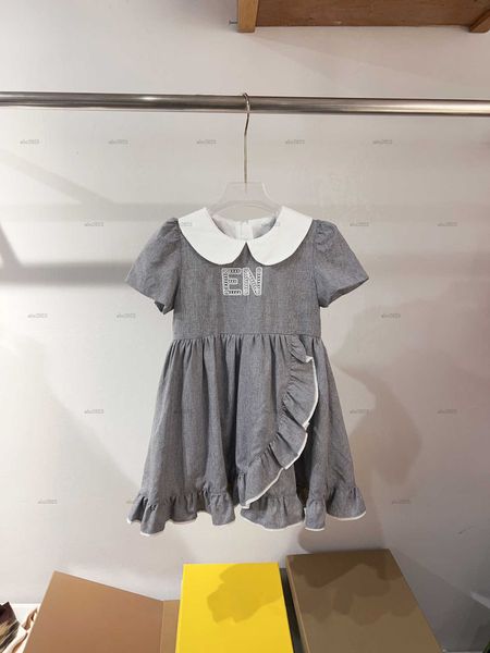 Classics Girls dress summer Pleated hemline design princess dress Doll collar design baby skirt kids designer clothes baby dress