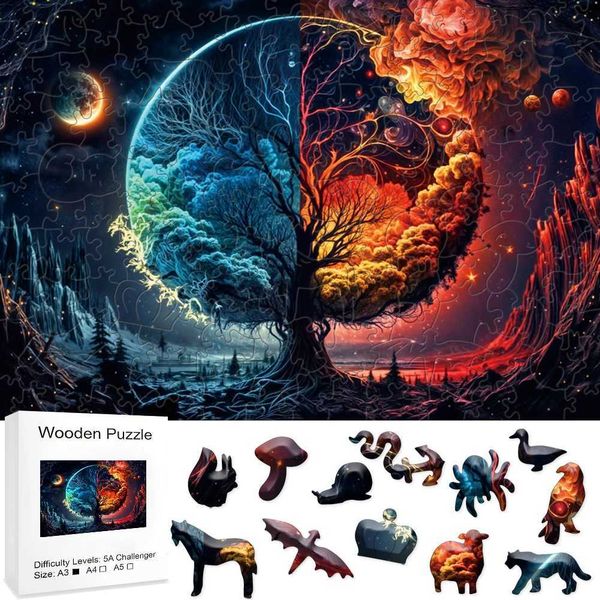 Yin Yang Tree Educational Toys for Kid Wooden Puzzle Model Jigsaw Puzzles for Adults Entertainment Games Intelligence Diy HobbyM240817