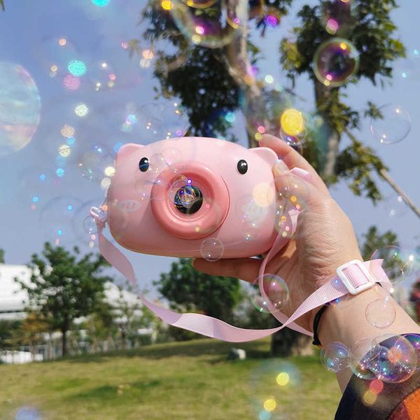 Sand Play Water Fun Piggy Bubble Machine Bubble Pig Fully Automatic Electric Leak proof Bubble Blowing Camera Cute Girl Heart Companion Gift