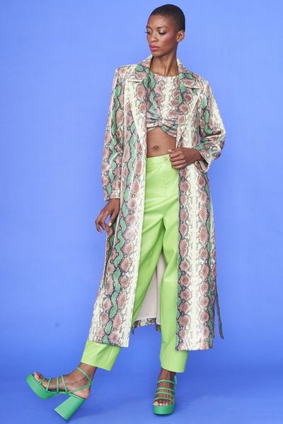 clothing for women 2024 Snake Print Belted Trent Coat