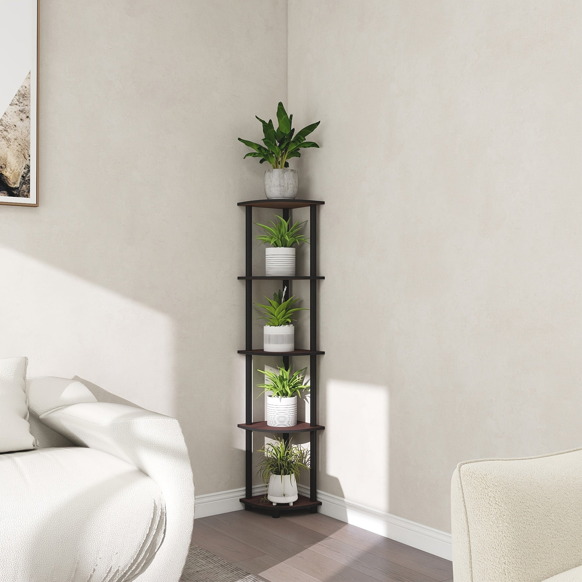 TEMU Space Saving Corner Shelves - Easy Assembly Sturdy Wood & Pvc Shelving Unit For Bathroom Kitchen Bedroom, Organizing Books, Magazines – Stylish