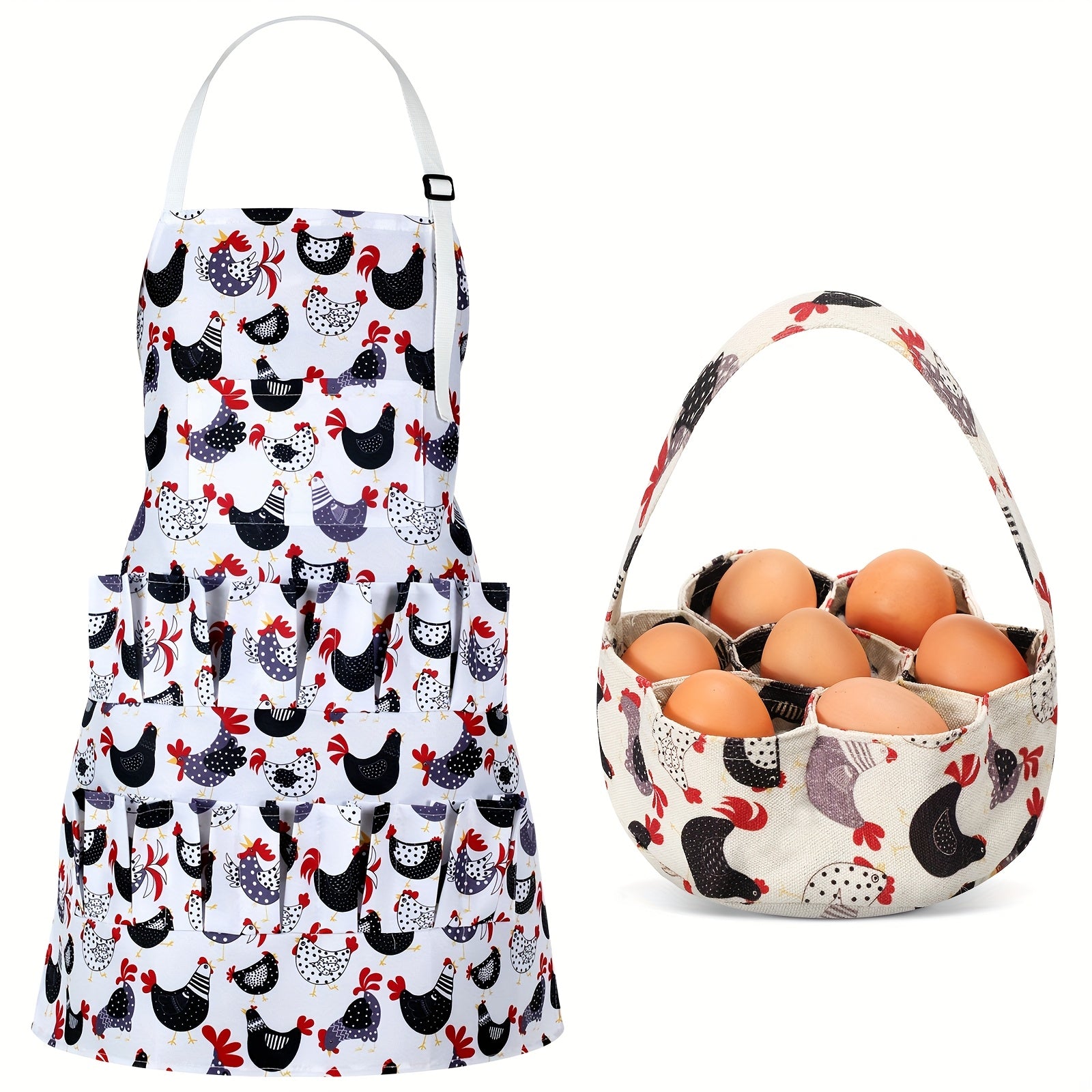 TEMU 2pcs Egg Collecting Apron Chicken Egg Gathering Basket With 7 Pouches Holding Apron With 14 Pockets(), Farm Equipment, Poultry Farm Accessory, ,