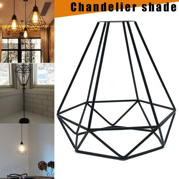 Lamp Shade Metal Light Guard Cage Cover Shades Retro Industrial Geometric Light Shade Metal Wire Frame Ceiling Pendant Lampshade
