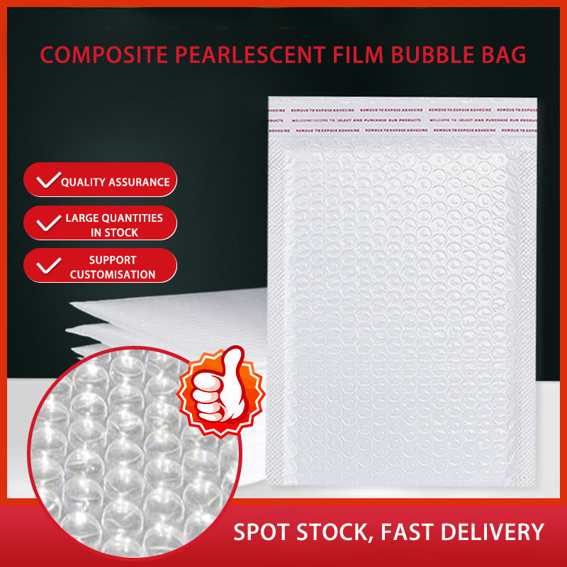 Custom Thickened Foam Bubble Bag with Self-Adhesive Laminated Pearlized Film for Clothing Shipping Packaging