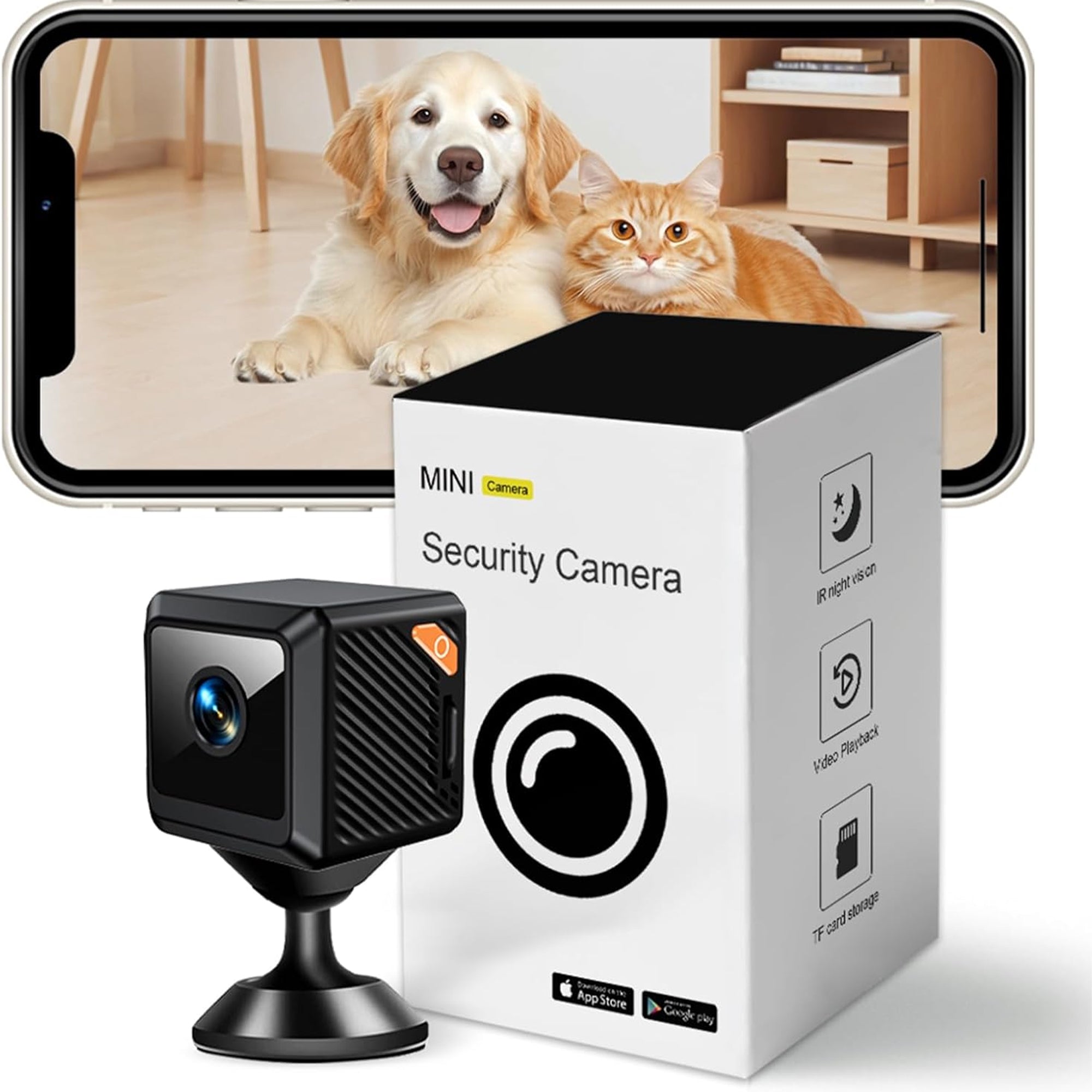 New Wireless Baby Monitor WiFi Security Camera for Home Apartment 1920x1080P Camera Black