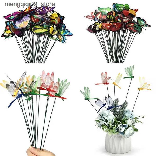 Garden Decorations 10-15pcs Simulation Butterfly Dragonfly Garden Yard Planter Colorful Artificial Butterfly Stakes Pots Decoration Outdoor