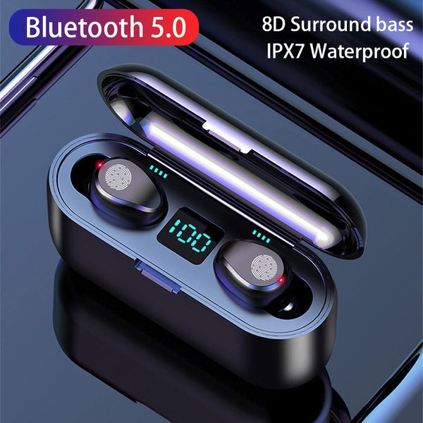 F9 TWS Wireless Earphone Bluetooth V5.0 Earbuds Bluetooth Headphone LED Display With 2000mAh Power Bank Headset With Microphone