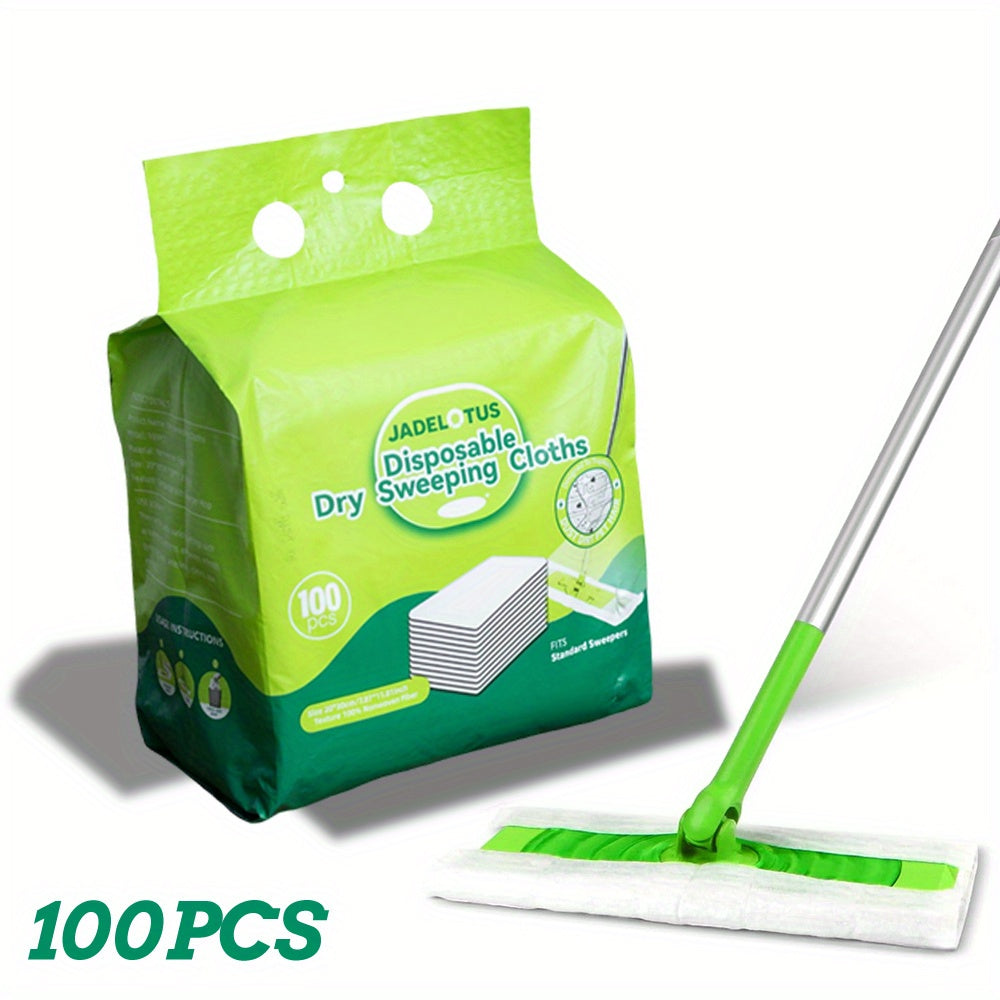 TEMU 30pcs-50pcs-100pcs Jadelotus Disposable Mop Cloth - Flat Woven Disposable Dry Mop Pad For Sweeping, Anti-static Dry Mop Cloth, Pet Hair Removal,