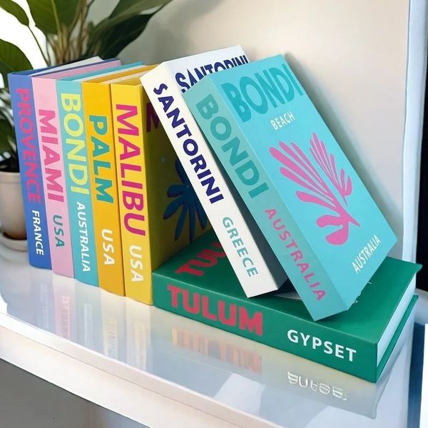 2025 Travel Decorative Books Storage Box Book Decoration Books Decor Coffee Table Shelf Bedroom Interior Ornaments 250117