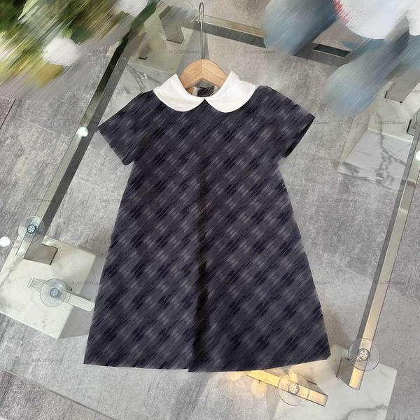 Girl&#039;s Dresses New girls skirt Short sleeved lapel Princess dress Size 100-160 CM kids designer clothes Full Print baby partydress Y250