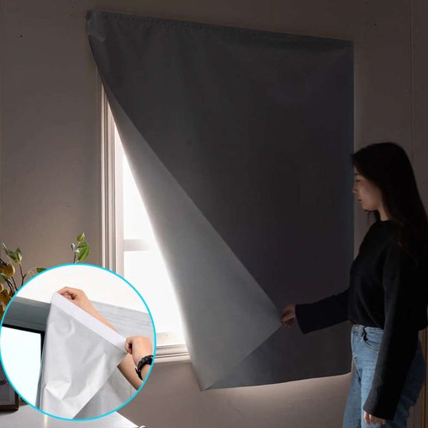 Punch Free Window Sunshade Good Sleep Double Sided Sier 99% Shading Anti-uv Curtain for Home