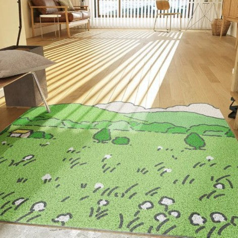 Tulip Entrance Silk Circle Floor Mat Entrance Porch Dirt-resistant Foot Mat Cream Style Oil Painting Door Mat Can Be Cut
