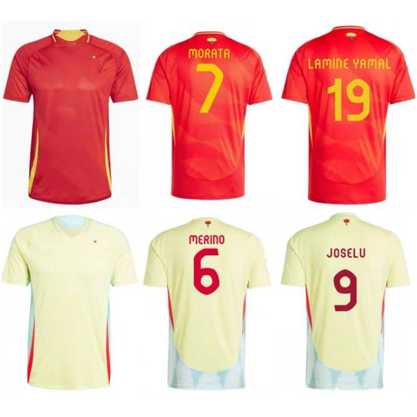 2024 Spain Soccer Jerseys Mens LAMINE YAMAL OLMO FERRAN RODRIGO Football Shirts CARVAJAL MERINO MORATA FABIAN JOSELU RODRIGO PEDRI OYARZABAL