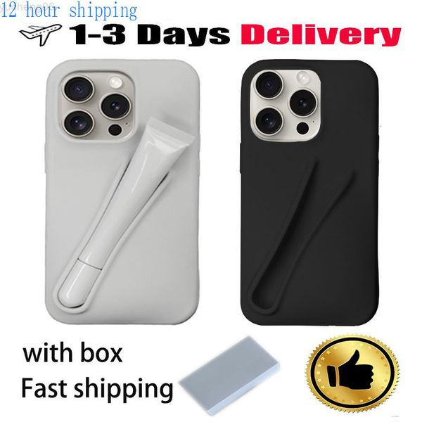 New 2024 Designer Lipstick Portable Case Design Lip Gloss Lipstick Lip Balm 3D Make-Up Silicone Phone Case for iPhone 15 14 13 12 Pro Max Li